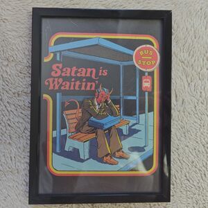Steven Rhodes Satan Is Waiting Print 7.5"x5.5" Framed Home Decor Halloween